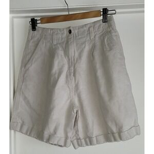 Vintage Milano Design Group Beige Linen Cotton Shorts Size 6 High Rise Summer